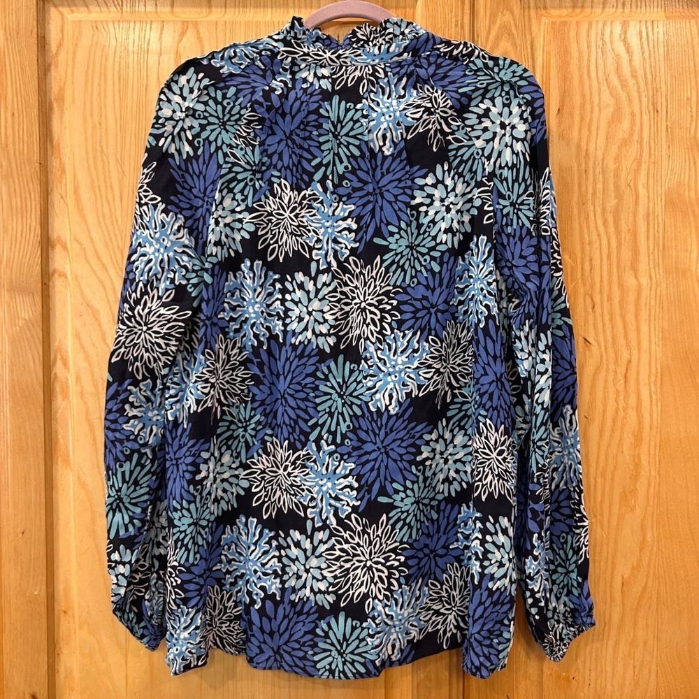 Sail to Sable XS Floral Print Tassel Tie Neck Long Sleeve Blouse Top - Picture 8 of 12